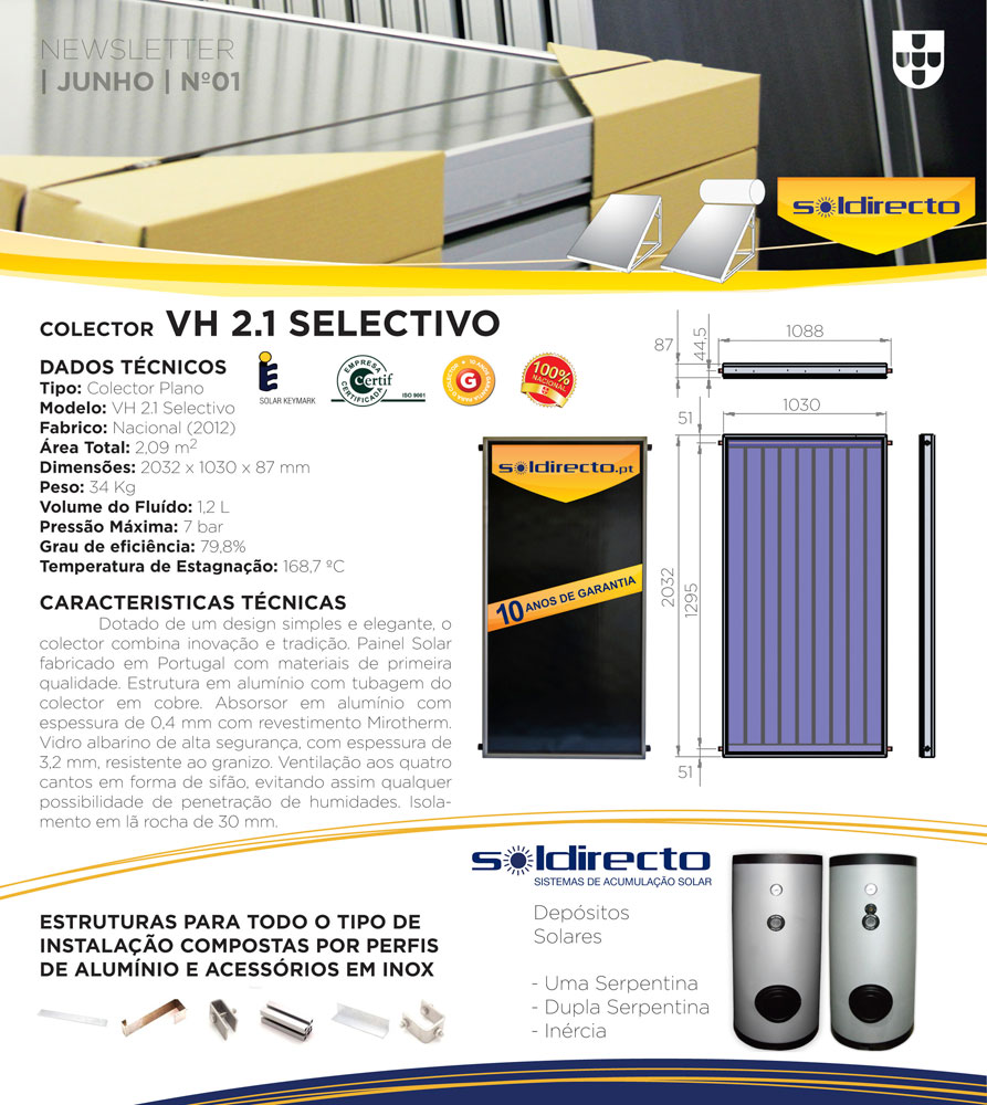 Gama de productos Soldirecto. Con un diseño sencillo y elegante, el colector selectivo VH 2.1 combina innovación y tradición.